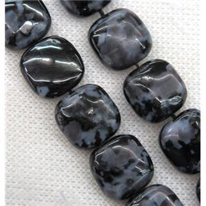 natural black Indigo Gabro beads, square, approx 15x15mm