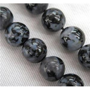 Natural Black Indigo Gabro Beads Smooth Round, approx 16mm dia