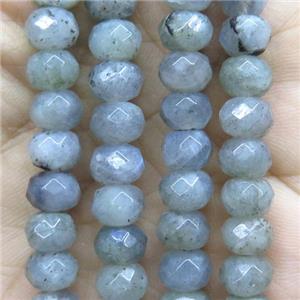 Labradorite beads, faceted rondelle, approx 5x8mm