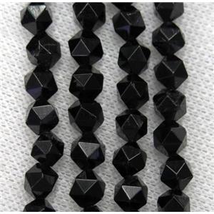 natural black tourmaline beads cut round, approx 8mm dia