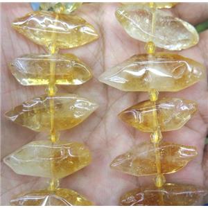 Citrine bullet beads, yellow, approx 10-33mm