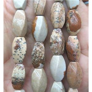 Picture Jasper twist beads, yellow, approx 8x16mm