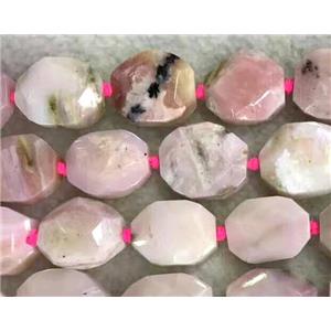 pink Opal Stone beads, faceted oval, approx 13x18mm