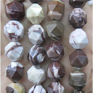 Australian Zebra Jasper beads ball, faceted round, approx 10mm dia