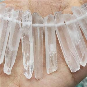 clear quartz collar beads, stick, freeform, approx 20-45mm