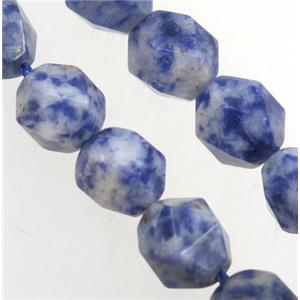 Blue Spotted Jasper Cutted Round, approx 12mm dia