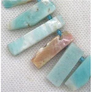 Amazonite collar bead, stick, freeform, approx 15-40mm