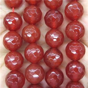 red Carnelian Agate beads, faceted round, approx 6mm dia