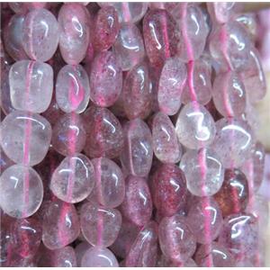 pink Strawberry Quartz beads chip, freeform, approx 6-10mm