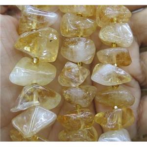 citrine chip bead, freeform, yellow, approx 15-25mm