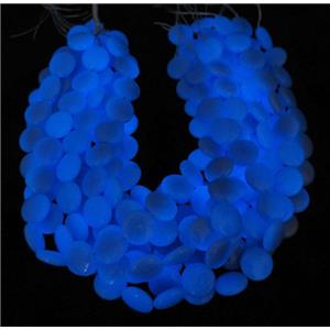 blue GlowStone beads, flatround, approx 18mm dia