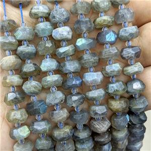 gray Labradorite gemstone beads, faceted rondelle, approx 10-12mm