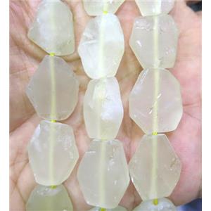 matte Lemon Quartz slice beads, flat freeform, approx 15-20mm