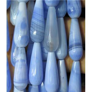 blue stripe agate beads, dye, faceted teardrop, approx 10x30mm