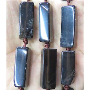 Smoky Quartz cuboid beads, approx 10x30mm