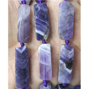 dogteeth Amethyst cuboid bead, purple, approx 10x30mm