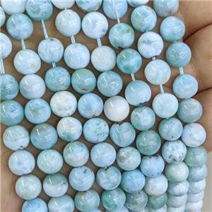 natural Larimar beads, round, blue, AAA-grade, approx 6mm dia