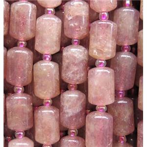 Strawberry Quartz tube beads, approx 8x12mm