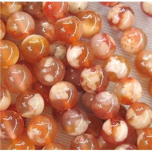 round Cherry blossom sakura Agate beads, red, approx 8mm dia