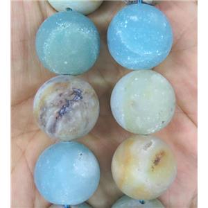 large round Chinese Amazonite beads, matte, approx 18mm dia