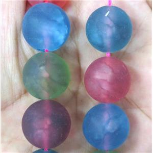 large round matte Watermelon Quartz beads, approx 16mm dia