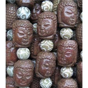 Agalmatolite Buddha Beads, approx 22-28mm, 9pcs per st