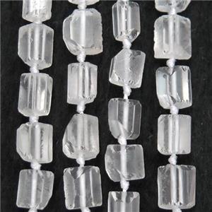 Cear Quartz bead chips, tube, approx 7-9mm