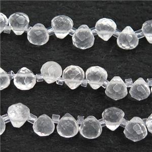 Clear Quartz beads, faceted teardrop, approx 8-9mm