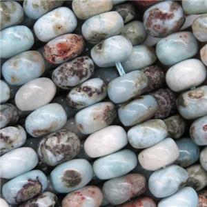 Natural Larimar Beads Smooth Rondelle B-Grade, approx 4x6mm