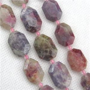 Tourmaline beads, faceted rectangle, approx 15-22mm