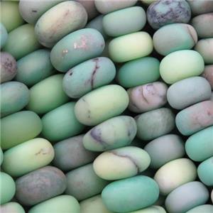 matte green African grass agate beads, rondelle, approx 5x8mm