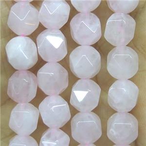 faceted round Rose Quartz ball beads, approx 8mm dia