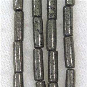 Pyrite tube beads, approx 4x13mm