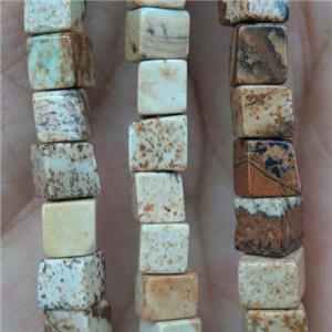 Picture Jasper cube beads, approx 4x4x4mm