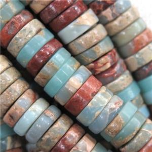 blue Imperial Jasper heishi beads, synthetic, approx 3x6mm