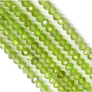 tiny Peridot beads, faceted rondelle, olive, approx 2x3mm