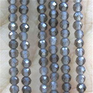 tiny Smoky Quartz Beads, faceted round, approx 3mm dia