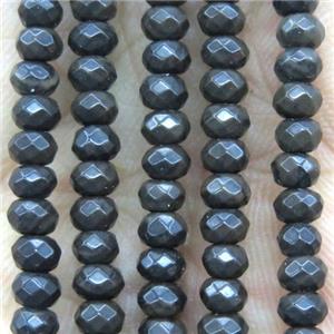 black coffee Jade beads, faceted rondelle, approx 2x4mm