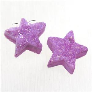 hotpink Druzy Quartz star pendant, approx 12mm dia