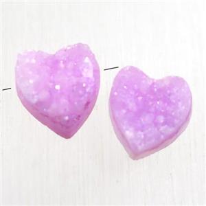 hotpink Druzy Quartz heart beads, approx 9-10mm