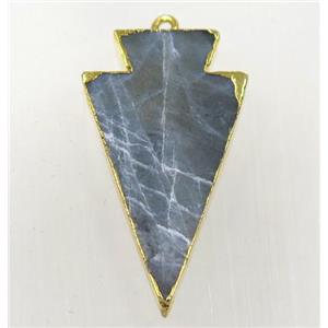 labradorite pendant, arrowhead, gold plated, approx 20-35mm