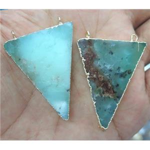 Australian Chrysoprase triangle pendant, green, approx 20-40mm