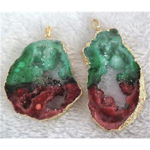 agate druzy slice pendant, freeform, gold plated, approx 20-70mm