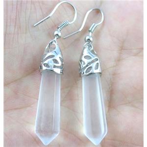 clear quartz earring, stick, approx 10-35mm