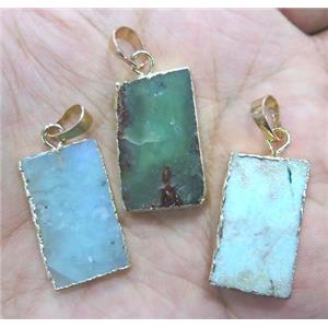 Australian Chrysoprase pendant, rectangle, green, approx 12-25mm