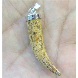 Picture Jasper Horn Pendant, approx 7-35mm