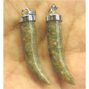 green jade horn pendant, approx 7-35mm