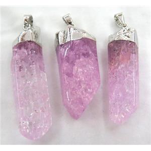 hotpink quartz druzy pendant, freeform, platinum plated, approx 20-50mm