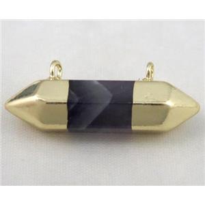 amethyst bullet pendant with 2holes, gold plated, approx 10-30mm