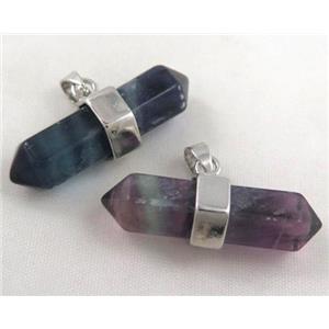 Fluorite bullet pendant, platinum plated, approx 10-32mm